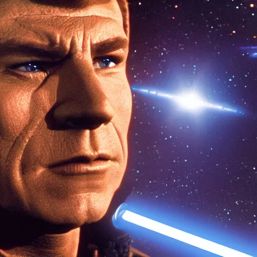 Prompt: captain kirk in a star wars movie scene, 8k