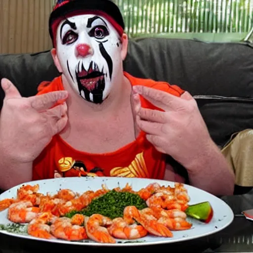 Image similar to juggalo eating prawns