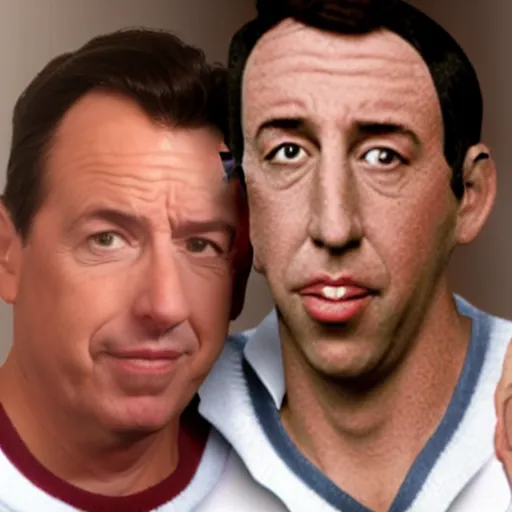 Image similar to robert de niros face constructed of millions of tiny adam sandlers