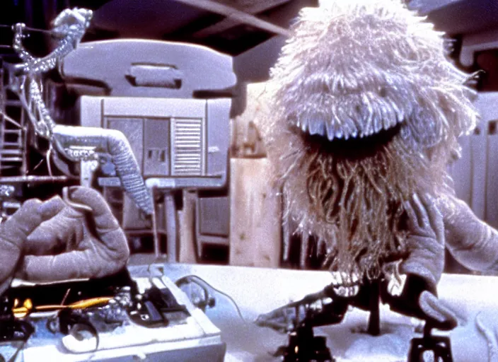 Image similar to scene from the 1 9 8 2 science fiction film muppet john carpenter ’ s the thing