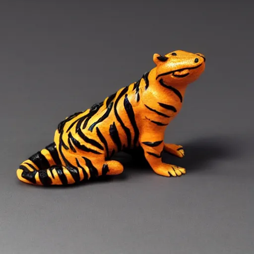 Image similar to a figurine of a animal half alligator half tiger