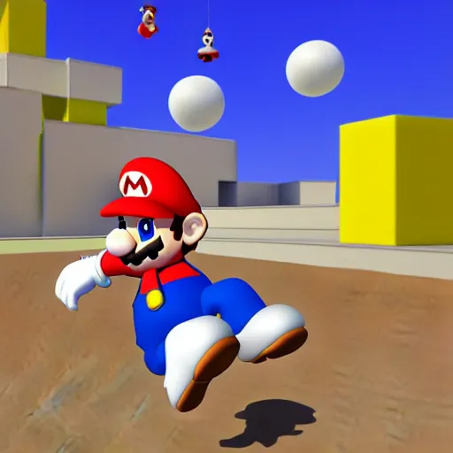 Image similar to mario 3d render with long squiggly arms