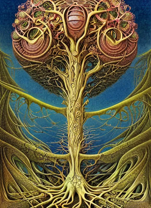 Image similar to tree of life by roger dean and andrew ferez, art forms of nature by ernst haeckel, divine chaos engine, symbolist, visionary, art nouveau, botanical fractal structures, organic, detailed, realistic, surreality