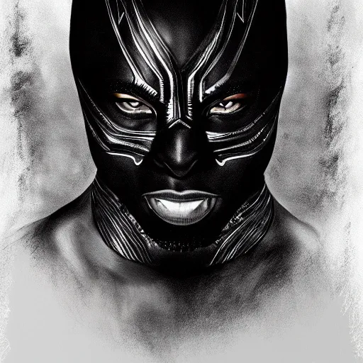 Image similar to tupac as black panther, digital painting, extremely detailed, 4 k, intricate, brush strokes, mark arian, artgerm, bastien lecouffe - deharme