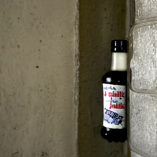 Prompt: bottle of milk inside a jail cell