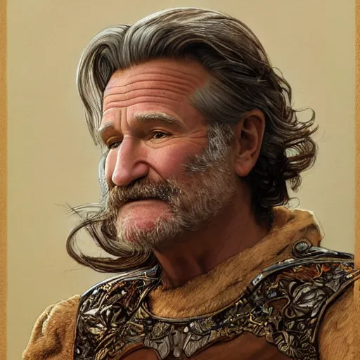 Prompt: an ultradetailed portrait of robin williams dressed as sheogorath, the elder scrolls, fantasy, intricate, elegant, highly detailed, digital painting, matte, sharp focus, illustration, art by john collier and albert aublet and krenz cushart and artem demura and alphonse mucha