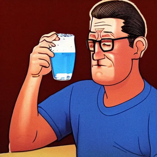 Prompt: Hank Hill Drinking beer