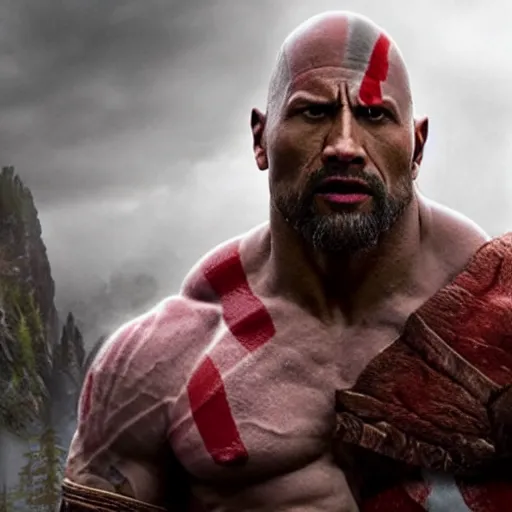 Image similar to Dwayne Johnson as God of war