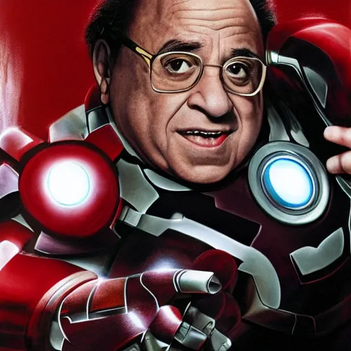 Image similar to Danny Devito as Iron Man, Marvel, Professional Photography, Photorealistic