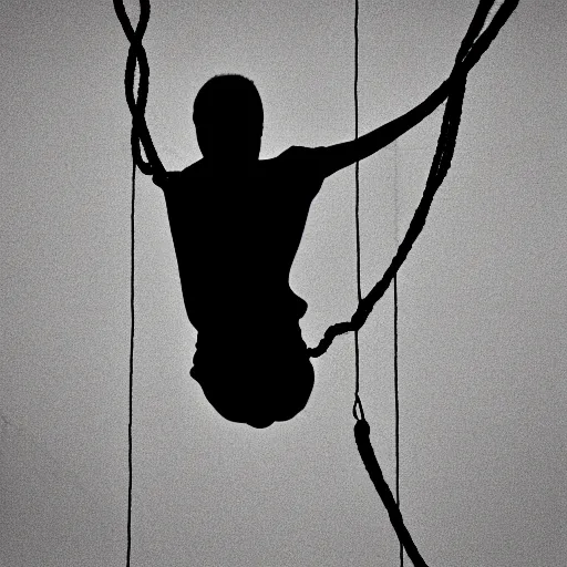 Prompt: silhouette of a man hanging from a noose, morbid award winning photography