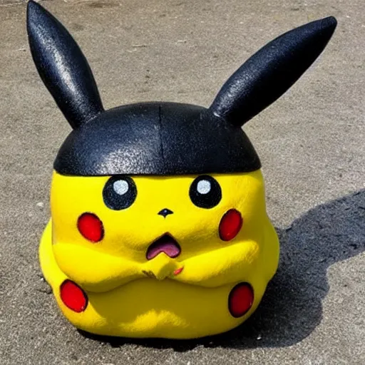 Image similar to Pikachu Sculpture made out of cobblestone