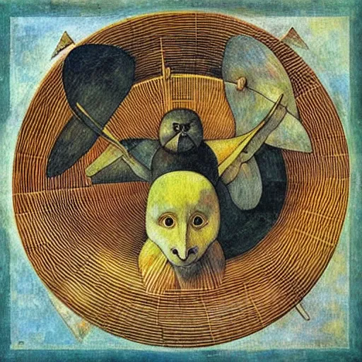 Prompt: symetrical deadly geometric universe line skua dish nectar crate , by Paul Gauguin and Peter Gric and Hieronymus Bosch , Art on Instagram , trending on deviantart , fine art