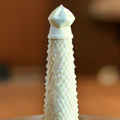 Prompt: a solid diamond ice cream cone, elegant and ornate