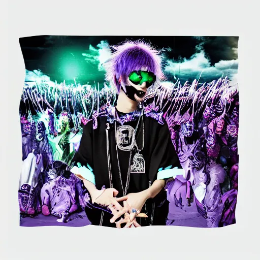 Prompt: drain gang bladee cover art aesthetics