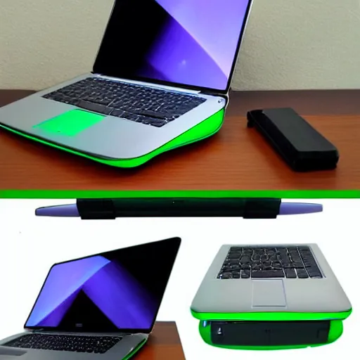 Prompt: a laptop shaped like a melon