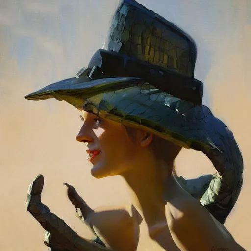 Image similar to greg manchess portrait painting of an anthropomorphic crocodile, medium shot, asymmetrical, profile picture, organic painting, sunny day, matte painting, bold shapes, hard edges, street art, trending on artstation, by huang guangjian and gil elvgren and jon foster