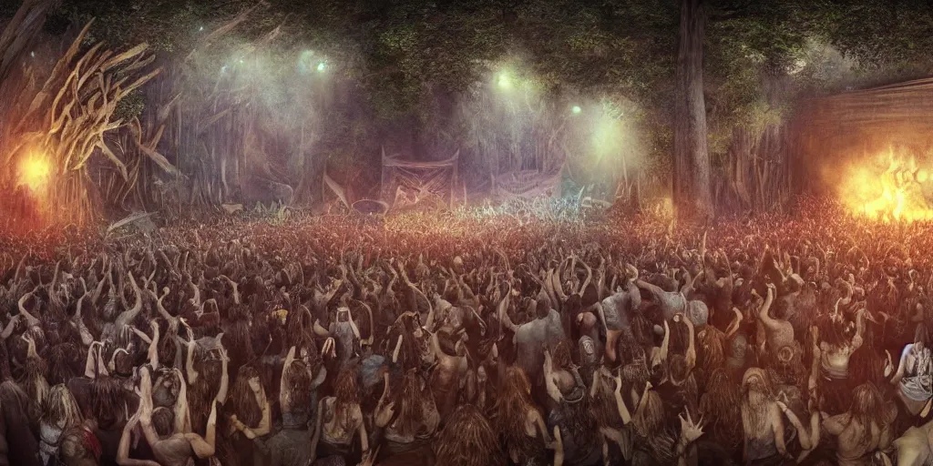 Prompt: a death metal band playing on woodstock, wall of death with hippies, wide angle, super highly detailed, professional digital painting, artstation, concept art, smooth, sharp focus, no blur, no dof, extreme illustration, Unreal Engine 5, Photorealism, HD quality, 8k resolution, cinema 4d, 3D, beautiful, cinematic, art by artgerm and greg rutkowski and alphonse mucha and loish and WLOP