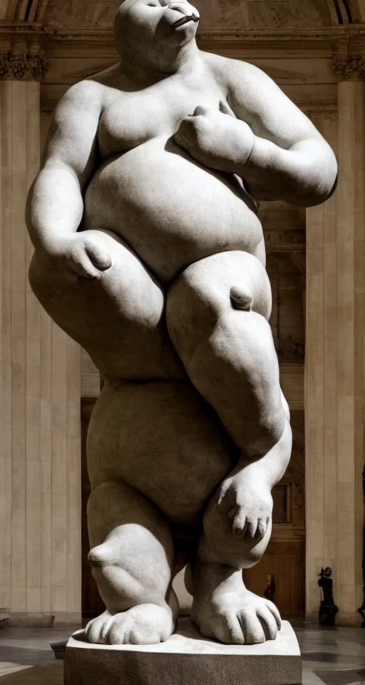 Prompt: big chungus statue by michelangelo buonarroti