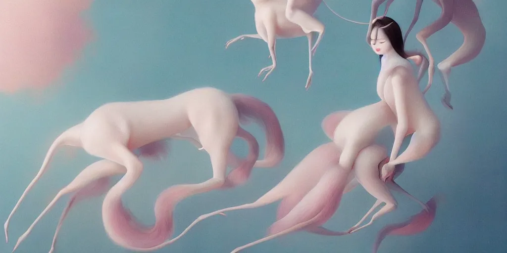 Prompt: breathtaking delicate painting creatures, by hsiao - ron cheng, bizarre compositions, many exquisite detail, pastel colors, 8 k