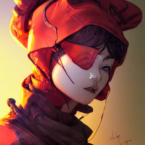 Image similar to prompt : stealthy rogue adventure character portrait soft light painted by james jean and katsuhiro otomo and erik jones, inspired by akira anime, smooth face feature, intricate oil painting, high detail illustration, sharp high detail, manga and anime 1 9 9 9