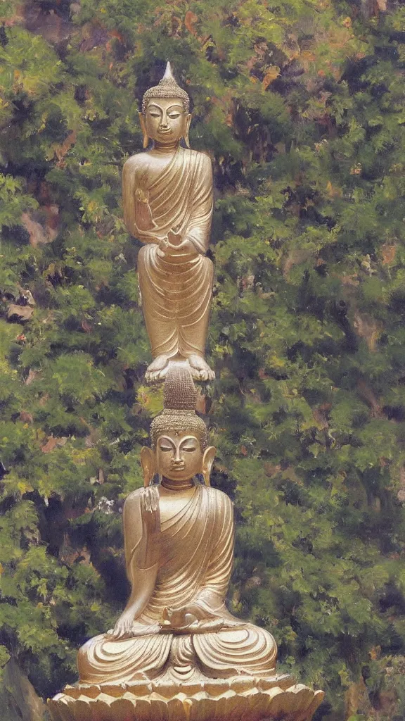 Image similar to a buddhism rabbit pray front of a big buddha statue by john singer sargent