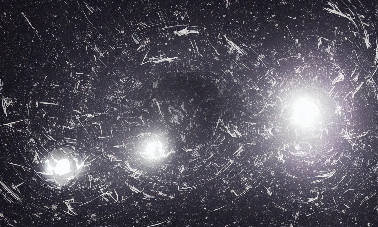 Image similar to space junk forms tiled vortex in empty dark space, octane render