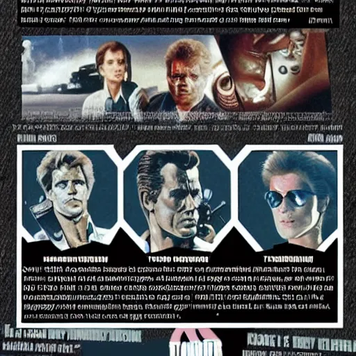 Prompt: infographic explaining the terminator ( 1 9 8 4 )