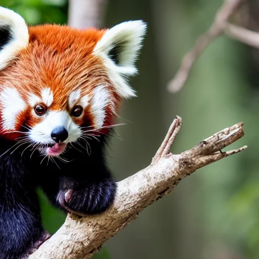 Prompt: red panda showing middle finger