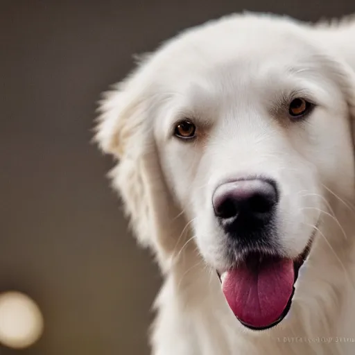 Image similar to 4K HD, high detail photograph, shot with Sigma f/ 4.2 , 250 mm sharp lens, shallow depth of field, subject= White golden retriever, consistent, high detailed light refraction, high level texture render