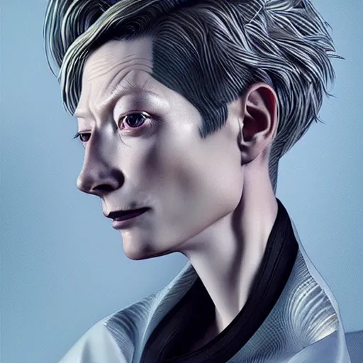 Prompt: hyperdetailed portrait of androgynous tilda swinton as desire of the endless, the sandman, made by caravaggio stanley artgerm lau wlop rossdraws artstation cgsociety concept art cgsociety octane render