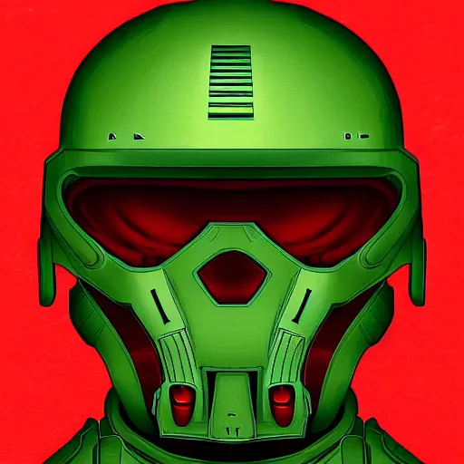 Image similar to portrait of doomguy, highly detailed, centered, digital painting