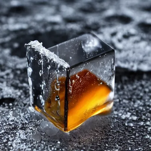 Prompt: melting ice cube, but it is made of metal