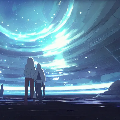 Prompt: An alien spaceship by Makoto Shinkai