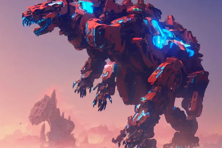 Image similar to fireclaw machine mecha animal beast robot of horizon forbidden west horizon zero dawn bioluminiscence, behance hd by jesper ejsing, by rhads, makoto shinkai and lois van baarle, ilya kuvshinov, rossdraws global illumination