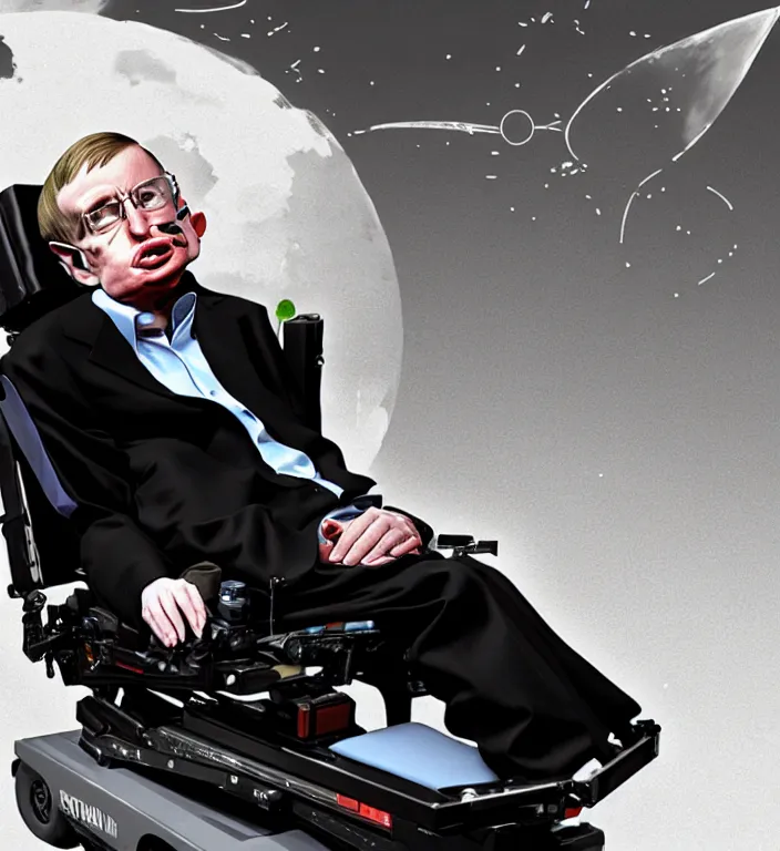 Prompt: stephen hawking in gta 5 screensaver, by aaron garbut