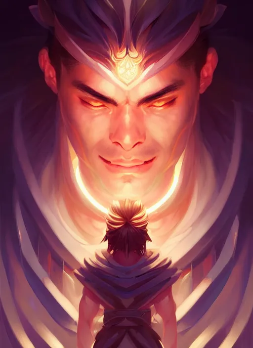 Image similar to symmetry!! portrait of yasuo, league of legends, glowing lights!! intricate, elegant, highly detailed, digital painting, artstation, concept art, smooth, sharp focus, illustration, art by artgerm and greg rutkowski and alphonse mucha