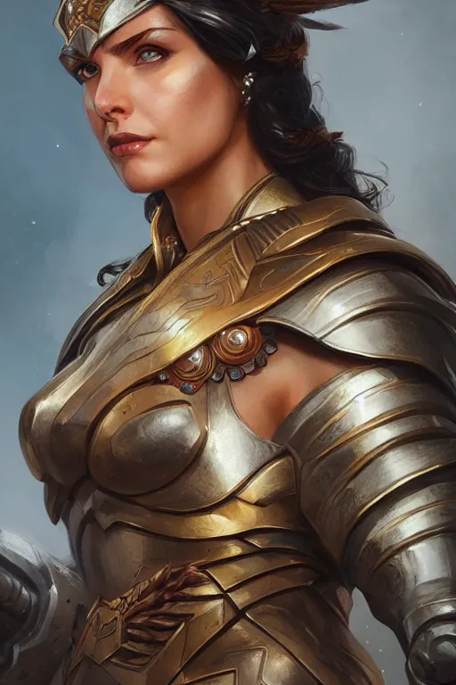 Image similar to amazon valkyrie athena, d & d, fantasy, portrait, highly detailed, headshot, digital painting, trending on artstation, concept art, sharp focus, illustration, art by artgerm and greg rutkowski and magali villeneuve