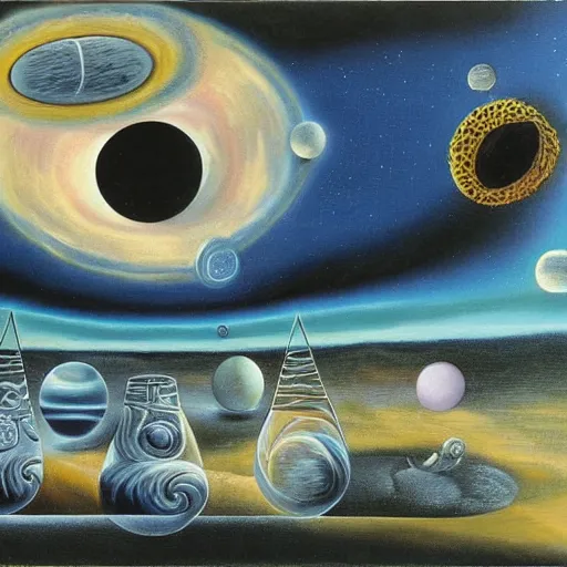 Prompt: Surrealist painting of the universes beginning