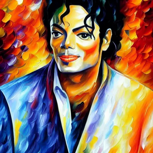 Prompt: portrait painting of Michael Jackson by Leonid Afremov