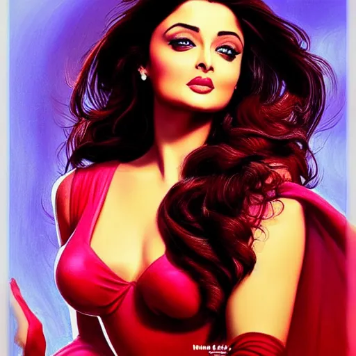 Image similar to beautiful cute Aishwarya Rai, natural beauty expressive pose, art by mark brooks, but as a real life photograph glamour fashion pinup, photorealism cinematic lighting