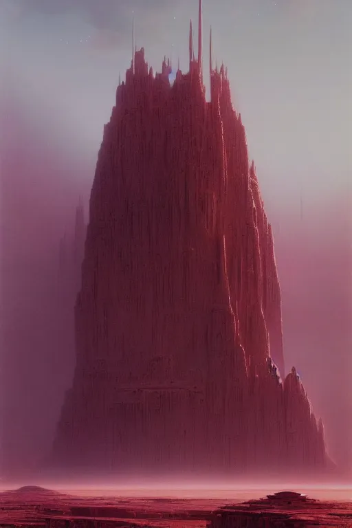 Image similar to emissary building from crait but on the surface of the planet dathomir by arthur haas and bruce pennington and john schoenherr, cinematic matte painting, 8 k, dark color palate