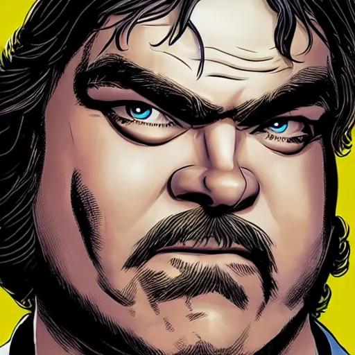 Prompt: jack black as character in a comicbook