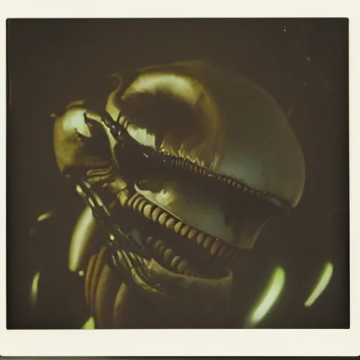 Prompt: polaroid image of xenomorph in a presidential debate against a giant banana