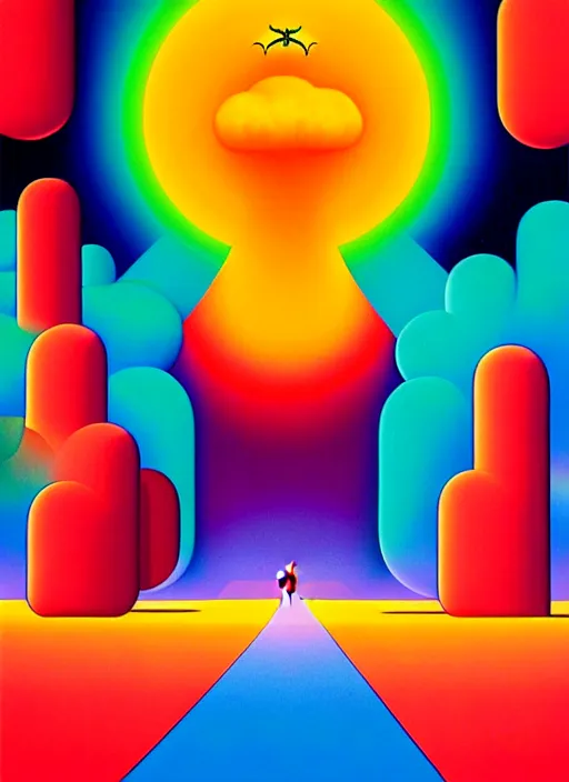 Prompt: apocalypse by shusei nagaoka, kaws, david rudnick, airbrush on canvas, pastell colours, cell shaded, 8 k,