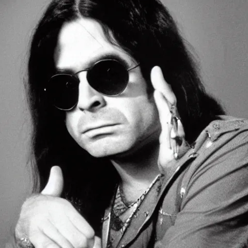 Prompt: 1970 young Ozzy Osbourne on the Osbournes screenshot