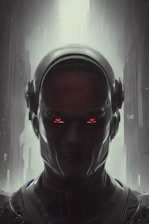 Image similar to cyberpunk man with face tech, dim ambient lighting, dark shadows, highly detailed, 8k, rim lighting, digital painting, artstation ,octane render, lazers, fog, concept art, sharp focus, illustration, art by artgerm and greg rutkowski