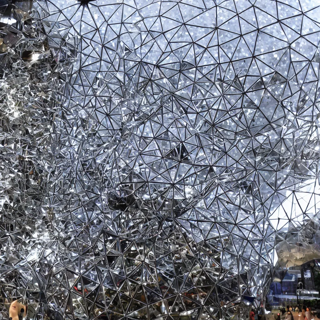 Image similar to Atomium made out of disco balls