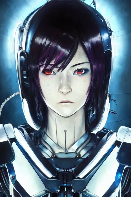 Image similar to portrait Anime cyberpunk cyborg girl in mechanical armor, blame, cute-fine-face, black-hair pretty face, realistic shaded Perfect face, fine details. Anime. Warhammer 40000, realistic shaded lighting by Ilya Kuvshinov katsuhiro otomo ghost-in-the-shell, magali villeneuve, artgerm, rutkowski, WLOP Jeremy Lipkin and Giuseppe Dangelico Pino and Michael Garmash and Rob Rey and Tsutomu Nihei