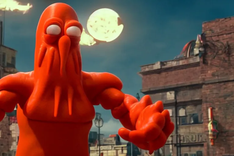 Image similar to zoidberg in a live action futurama movie, 3 d rendered, 3 d rendering, dramatic lighting, unreal engine