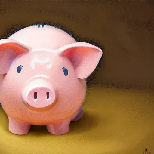 Prompt: a crypto piggy bank, hyper realism, trending on art station